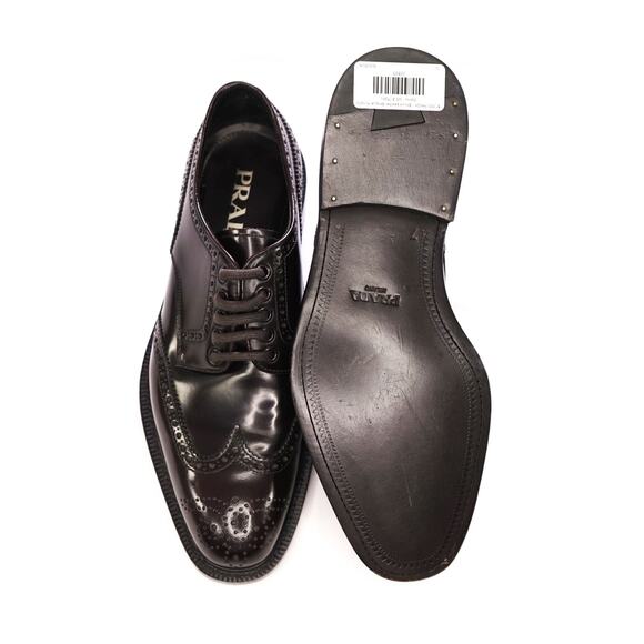 $1,190 PRADA - Brown Leather Brogue Wingtip Derby - US 8 (7UK) main image 4